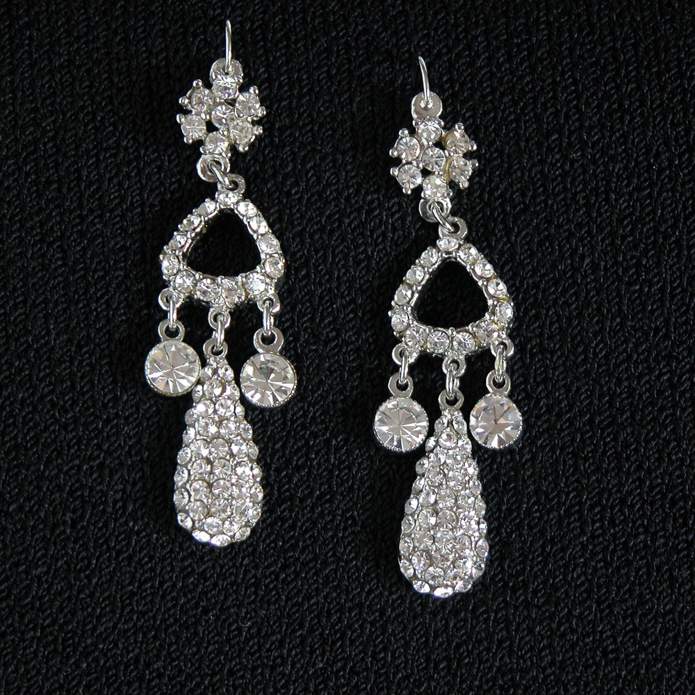 Crystal Rhinestone Dangle Statement Earrings - image 1